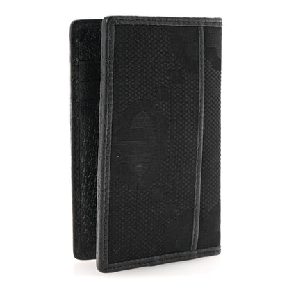 Gucci Canvas Monogram Jumbo GG Textured Dollar Calfskin Card Case Black 3 of 7