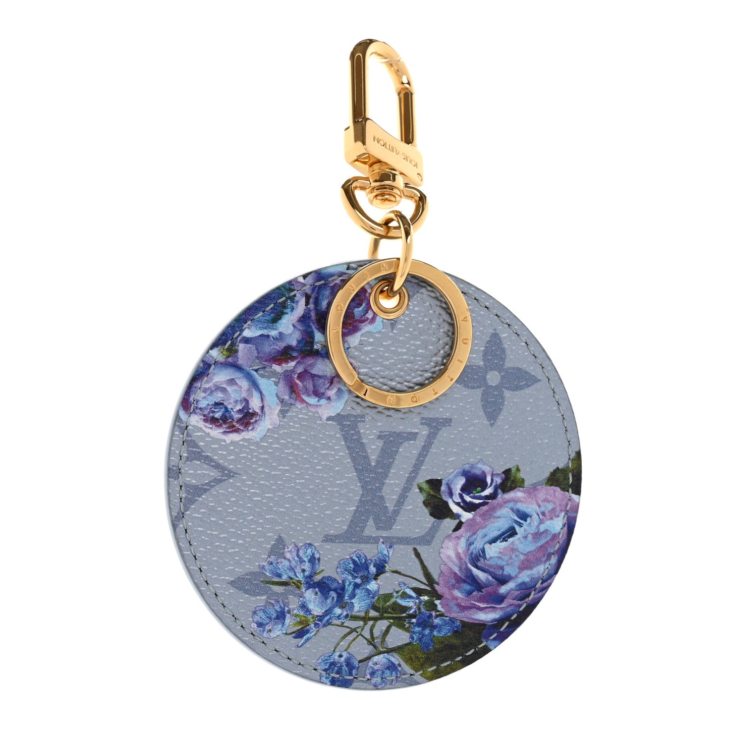 Metallic Monogram LV Garden Illustre Bag Charm Key Ring Blue