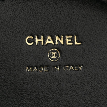 Chanel Metal Lambskin Quilted Round Lock Frame Vanity Clutch With Chain Black 6 of 11