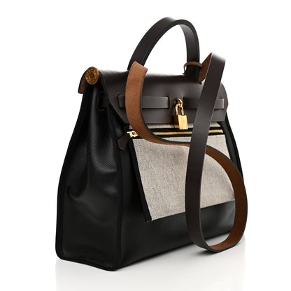 Hermes Toile H Berline Vache Hunter Herbag Zip PM 31 Black 4 of 14