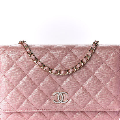Chanel Iridescent Caviar Quilted Wallet on Chain WOC Pink 11 of 12