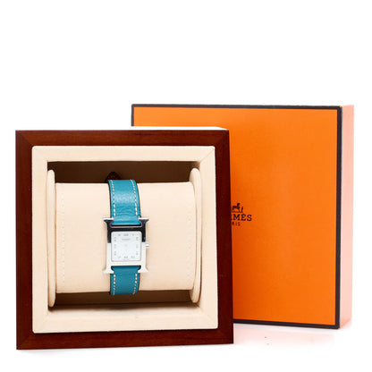 Hermes Stainless Steel Courchevel 21mm Heure H Hour Quartz Watch Blue Jean 5 of 5