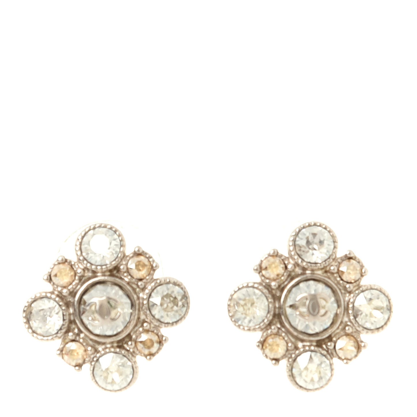Crystal CC Flower Earrings Gold