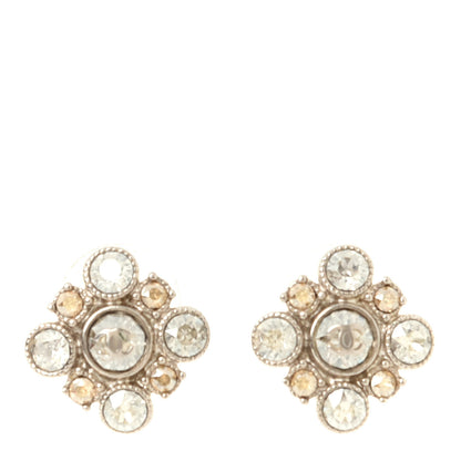 Chanel Crystal CC Flower Earrings Gold 1 of 3