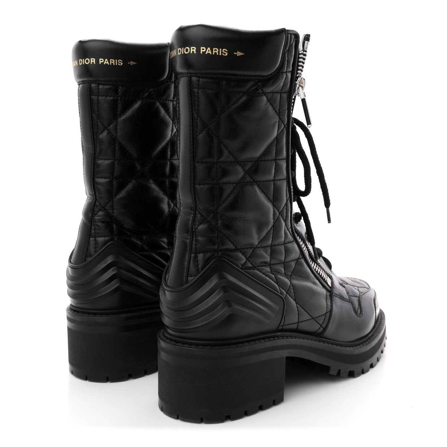 Calfskin Cannage D-Leader Ankle Boots 40.5 Black