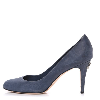 Chanel Suede Crystal CC Pumps 42 Blue 1 of 12