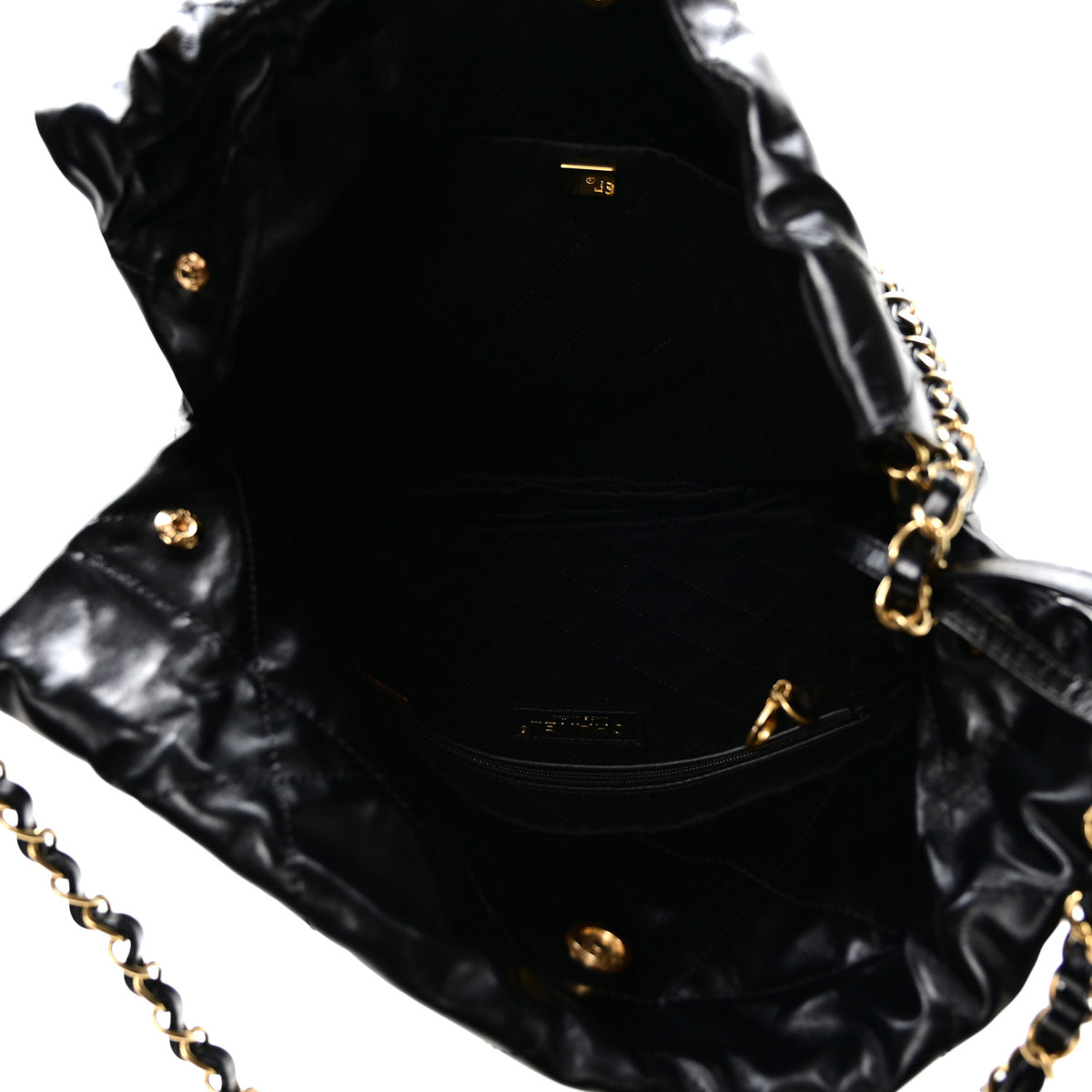 Shiny Calfskin Quilted Small Chanel 22 Black