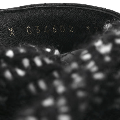 Chanel Cord Lambskin Quilted Logo Sandals 37 Black White 10 of 14