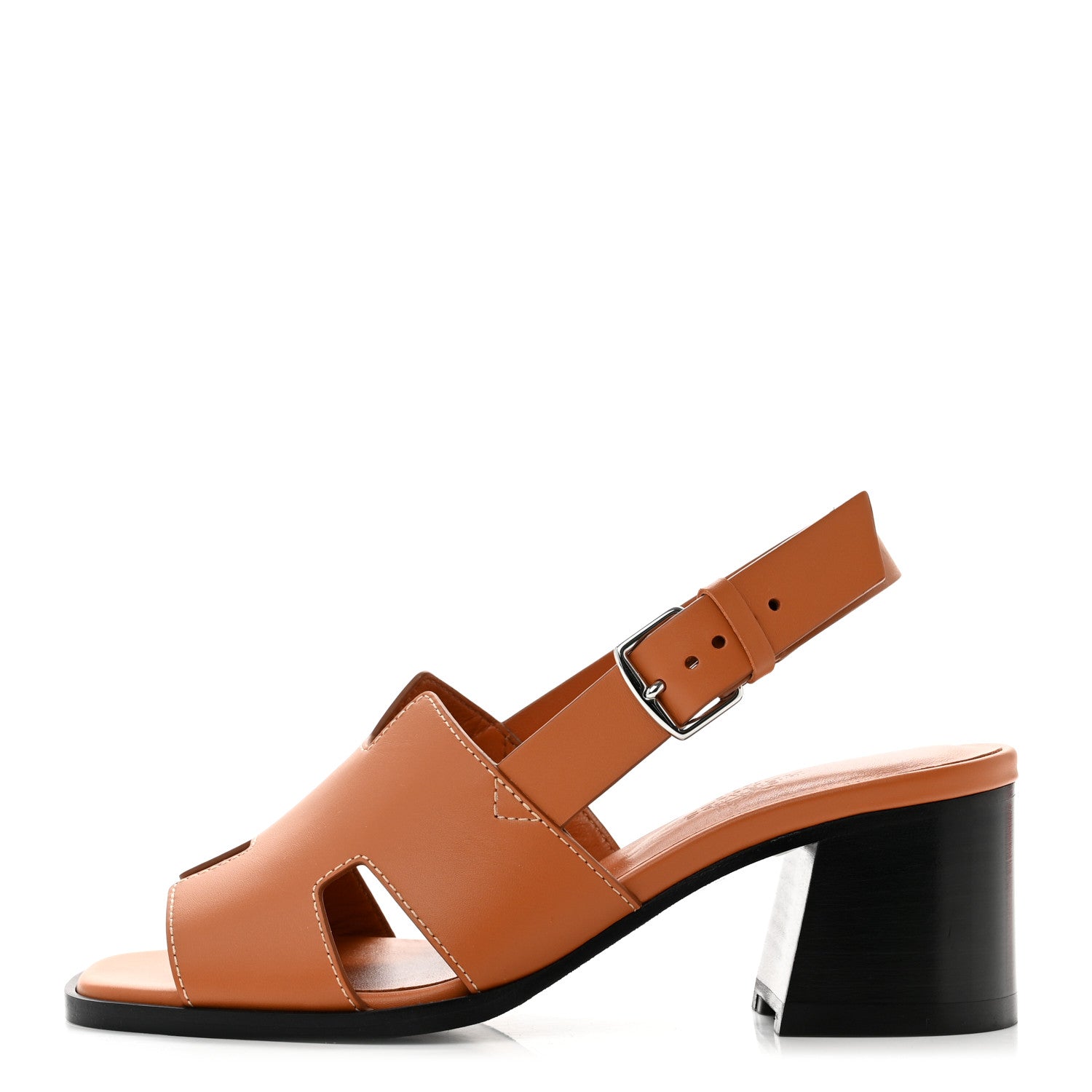 Hermes Calfskin Elbe 60 Sandals 35.5 Marron Glaise 1 of 8