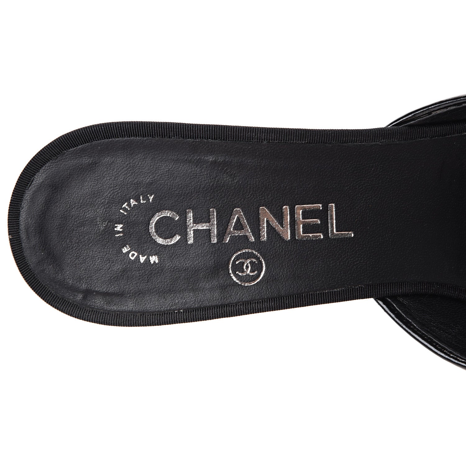 Chanel Patent Grosgrain Cap Toe Pearl Mule 39 Black 7 of 13