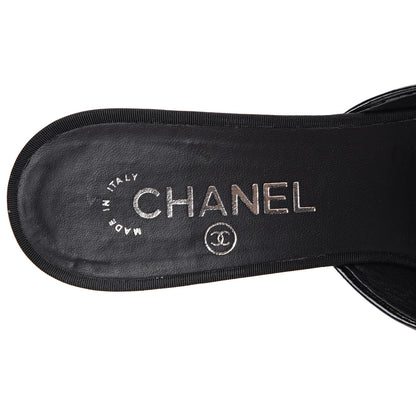 Chanel Patent Grosgrain Cap Toe Pearl Mule 39 Black 7 of 13