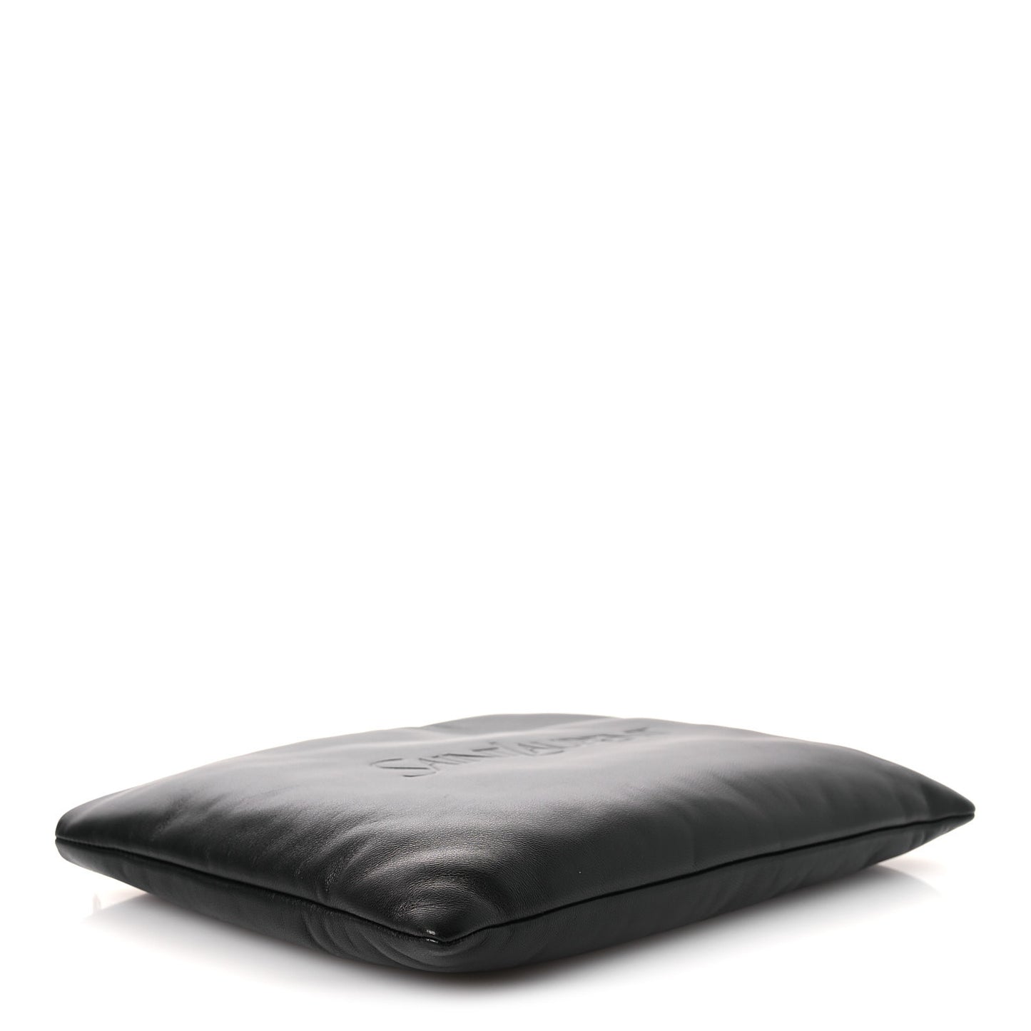 Lambskin Large Puffy Pouch Black