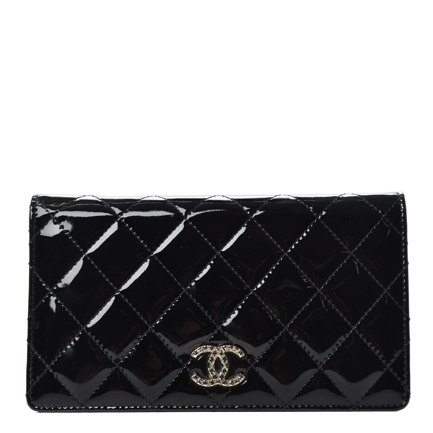 Chanel Patent Quilted Brilliant Yen Wallet Black 1 of 9