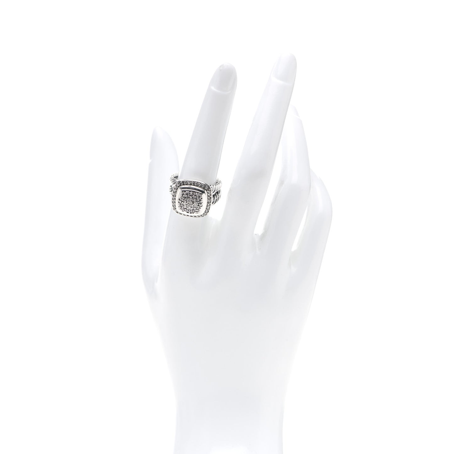 Sterling Silver Diamond 11mm Albion Pave Ring 57 8