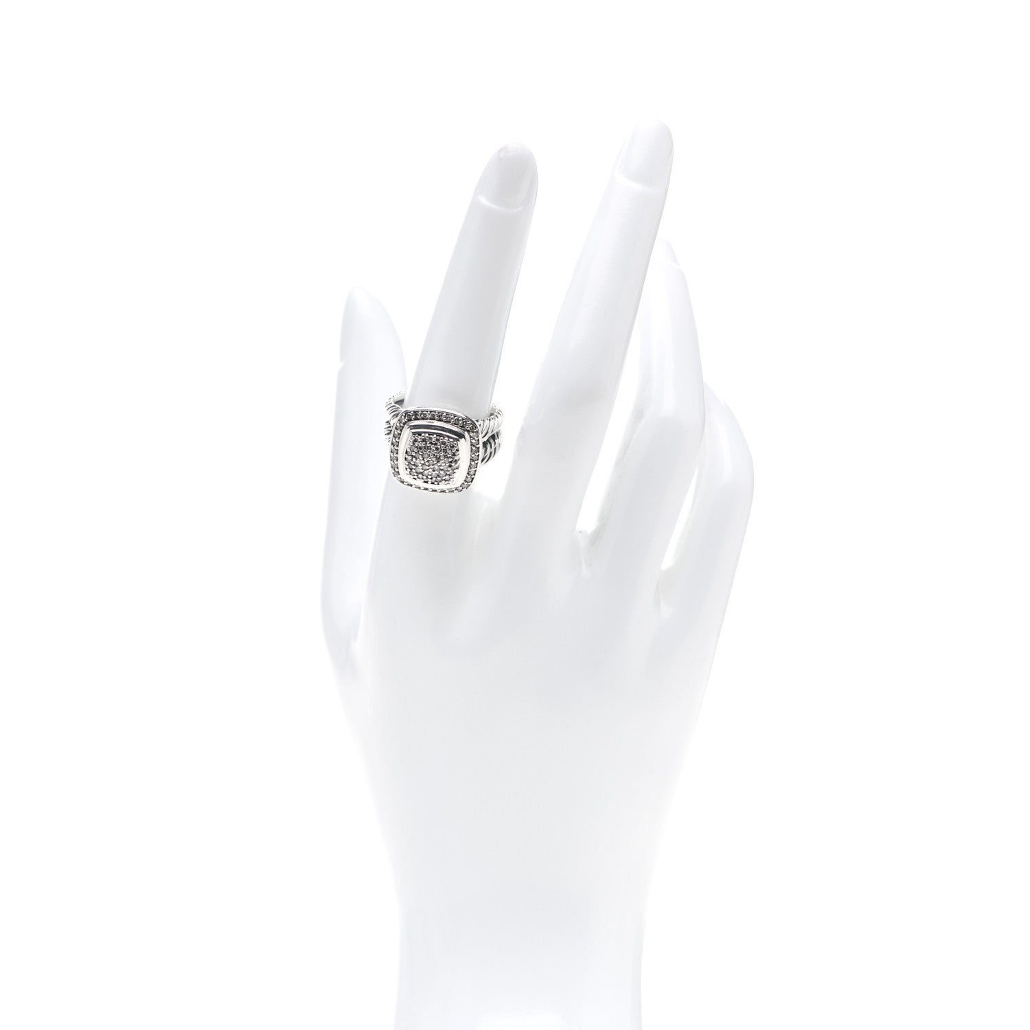 David Yurman Sterling Silver Diamond 11mm Albion Pave Ring 57 8 2 of 5