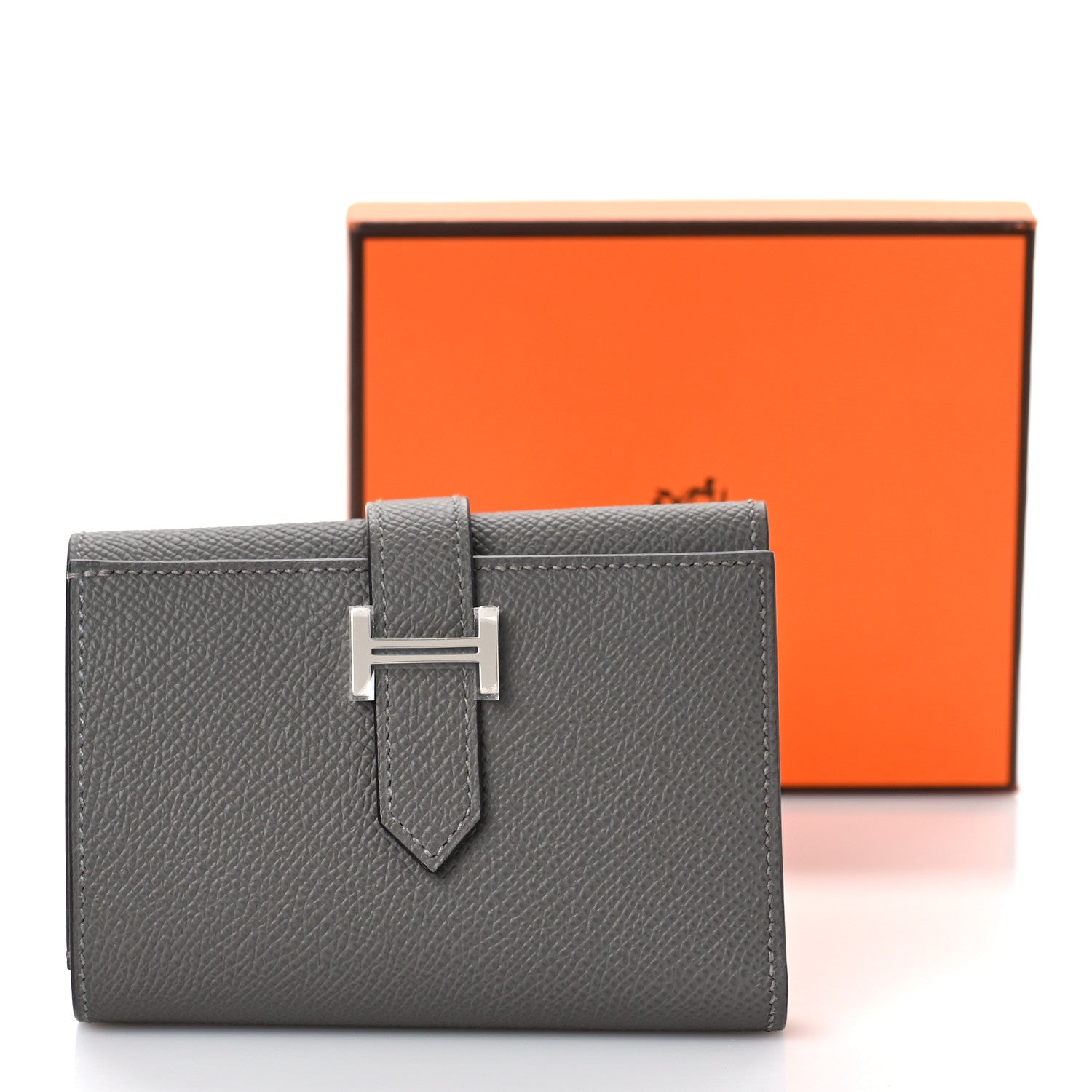 Hermes Epsom Tri-Fold Compact Bearn Wallet Gris Meyer 9 of 9