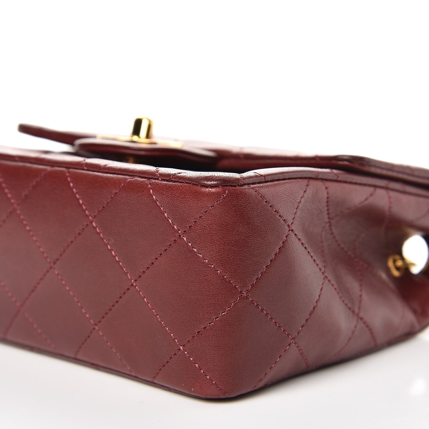Lambskin Quilted Mini Square Flap Burgundy