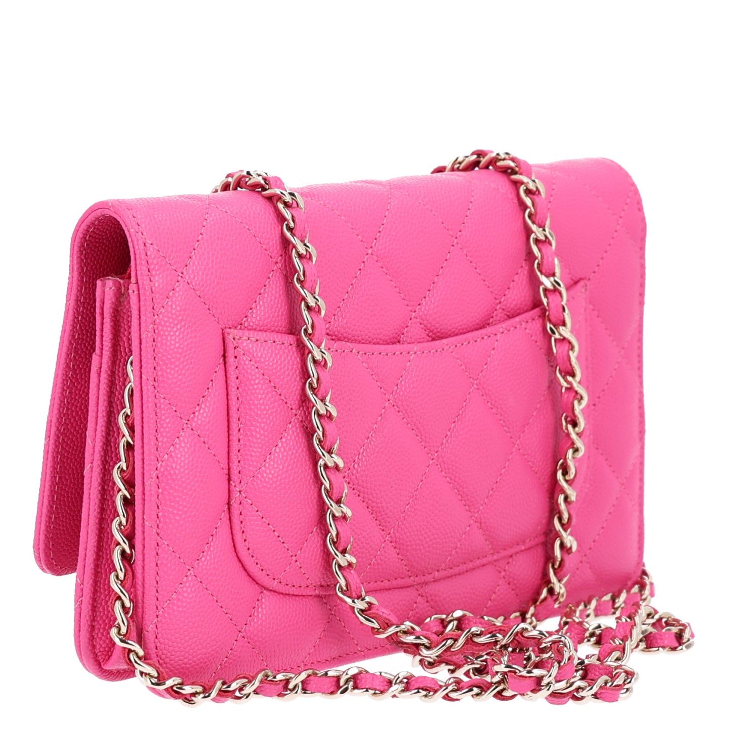 Caviar Quilted Wallet on Chain WOC Dark Pink