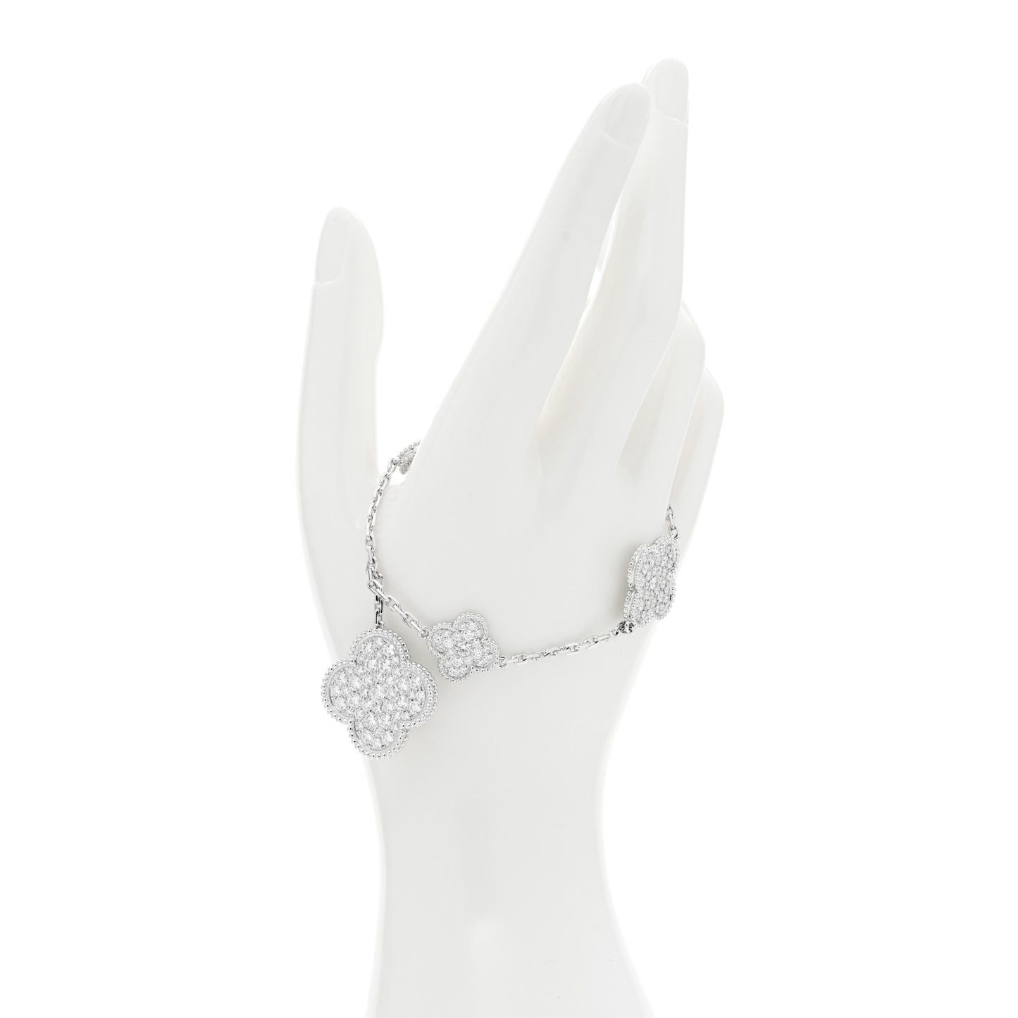 18K White Gold Diamond 5 Motifs Magic Alhambra Bracelet