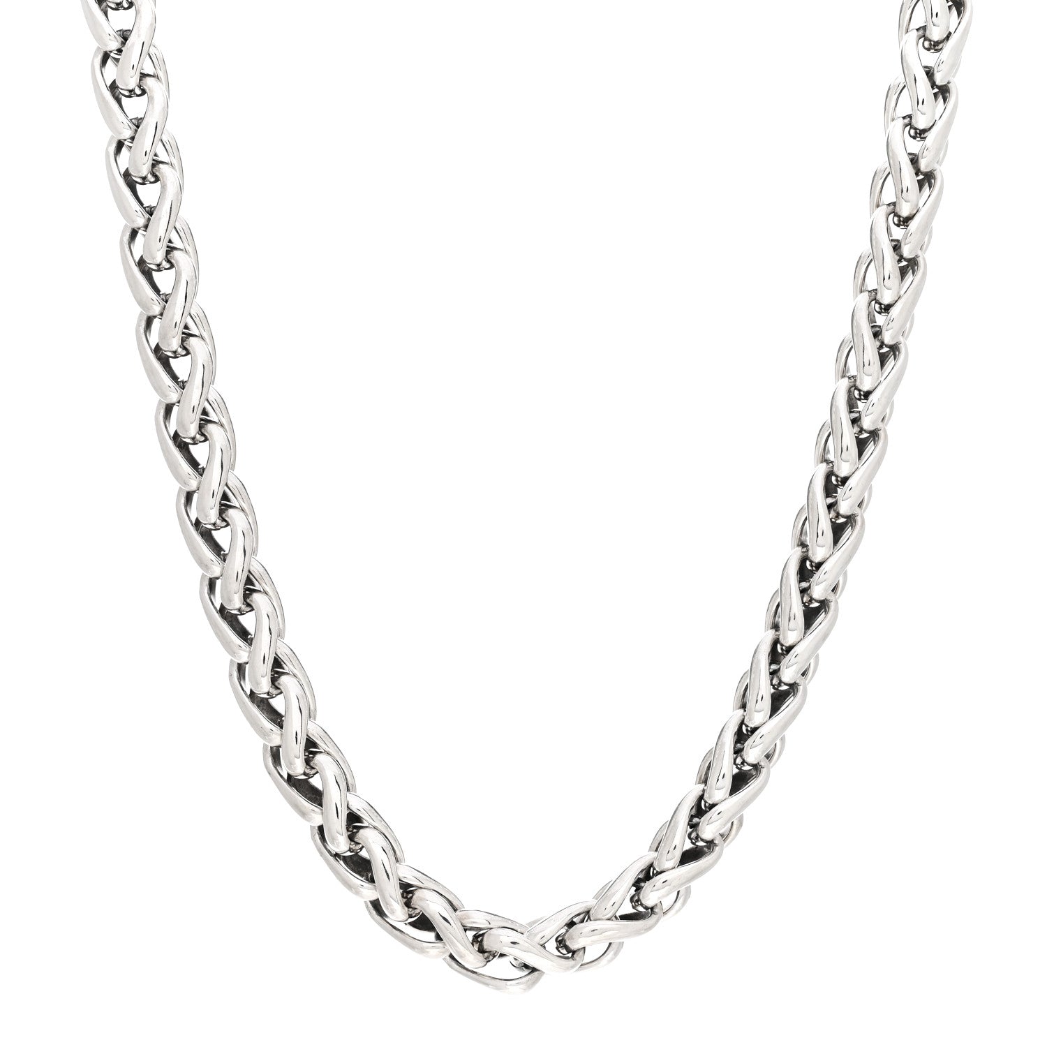 David Yurman Sterling Silver 18K Yellow Gold Diamond 8mm Wheat Chain Necklace 1 of 4