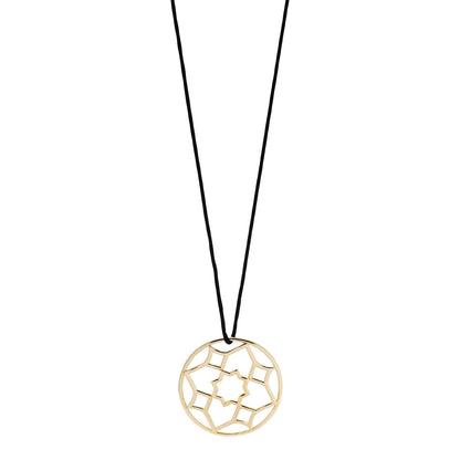 Tiffany 18K Yellow Gold Paloma Picasso Zellige Medallion Pendant Cord Necklace 1 of 5