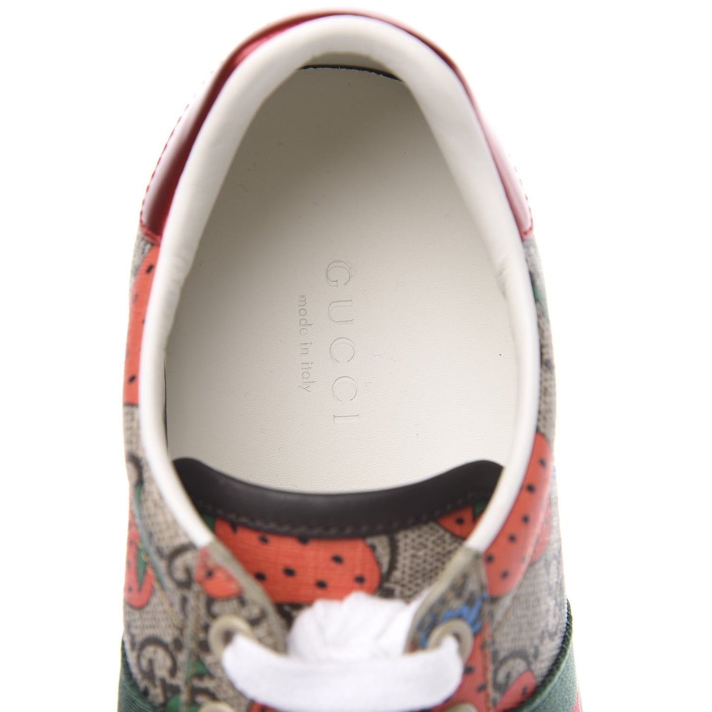 GG Supreme Monogram Strawberry Web Womens Ace Sneakers 35.5 Beige Multicolor Red Green