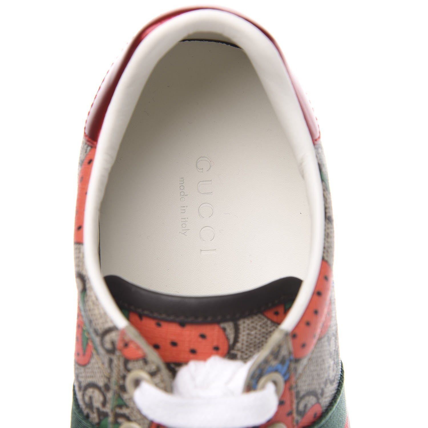 Gucci GG Supreme Monogram Strawberry Web Womens Ace Sneakers 35.5 Beige Multicolor Red Green 6 of 10