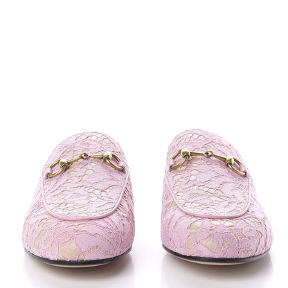 Gucci Lace Malaga Kid Womens Princetown Slippers 35.5 Sugar Pink Skin Rose 2 of 10