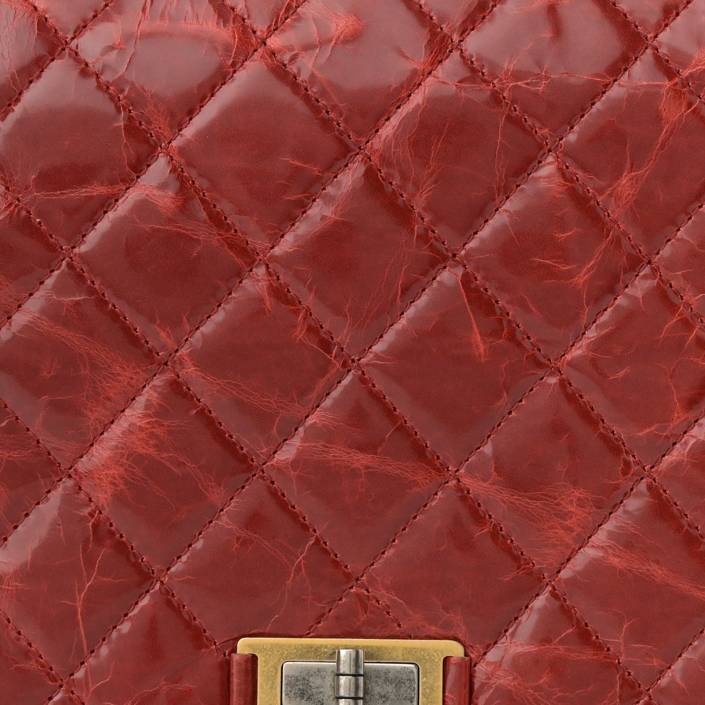 Glazed Calfskin Quilted Rita Top Handle Flap Red