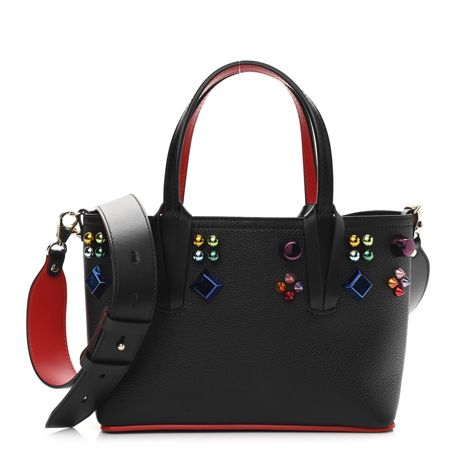 Christian Louboutin Calfskin Embellished Mini East West Cabata Tote Black 1 of 12