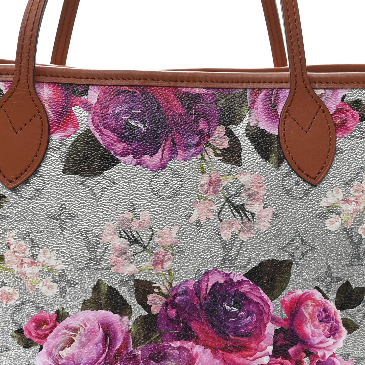 Metallic Monogram LV Garden Neverfull MM Silver