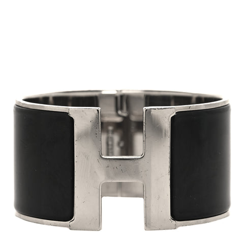Enamel Extra Wide Clic Clac H Bracelet GM Black