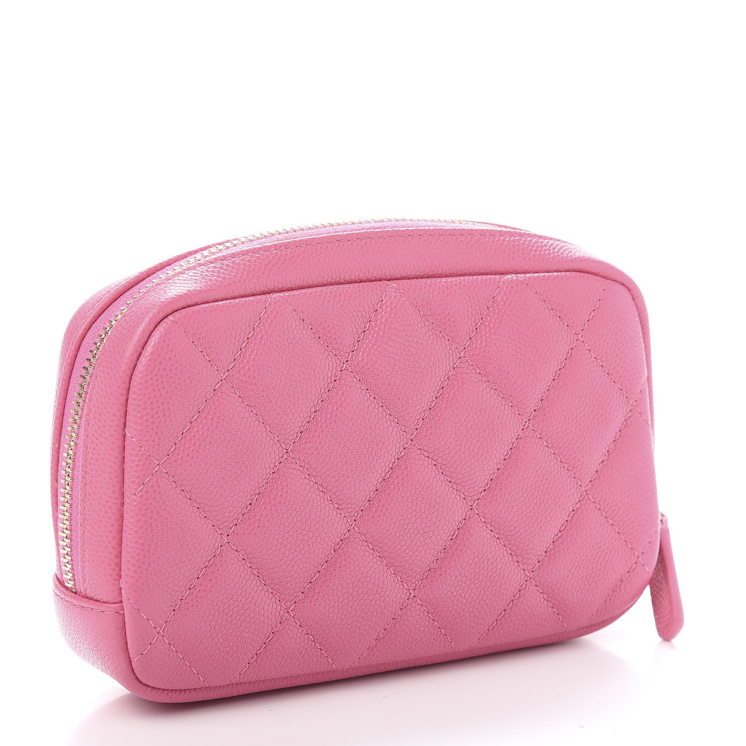 Chanel Caviar Quilted Small Curvy Pouch Cosmetic Case Pink 3 of 10