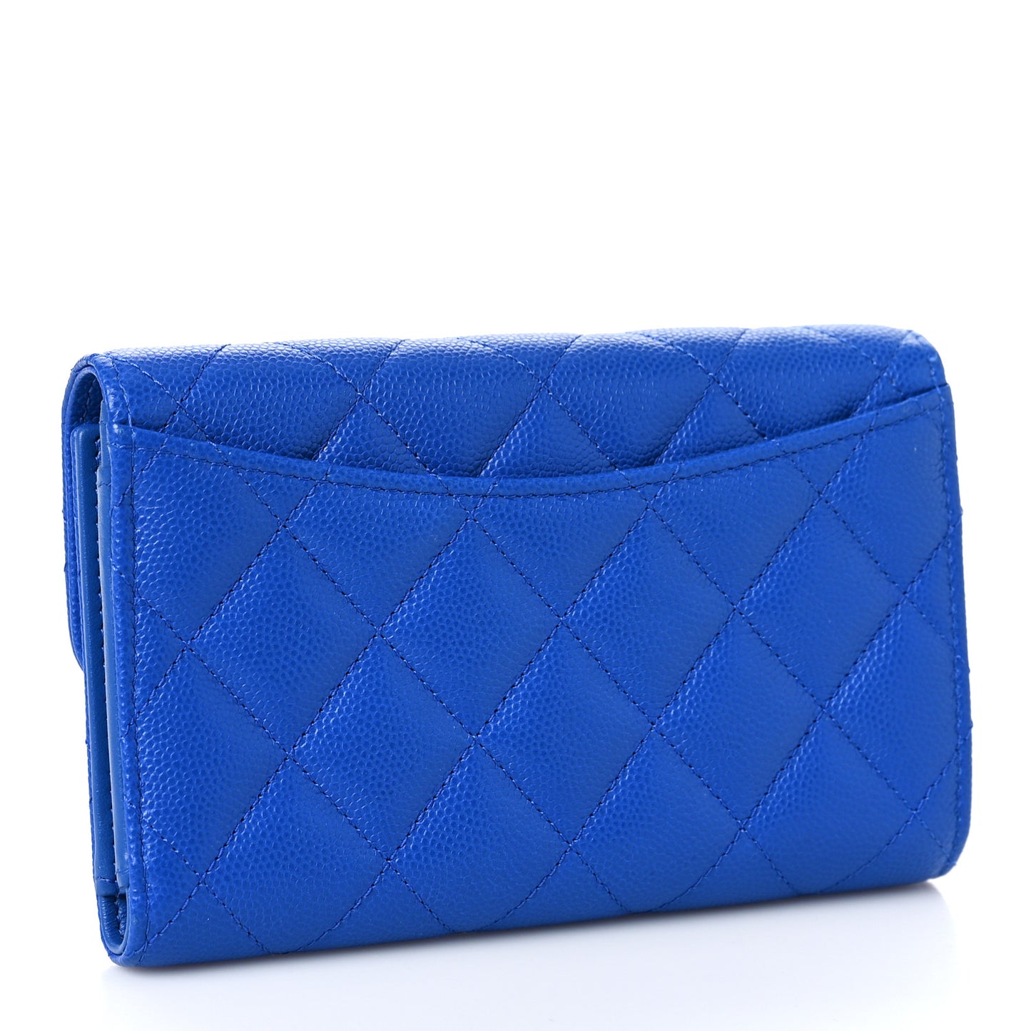 Caviar Quilted Medium Flap Wallet Blue
