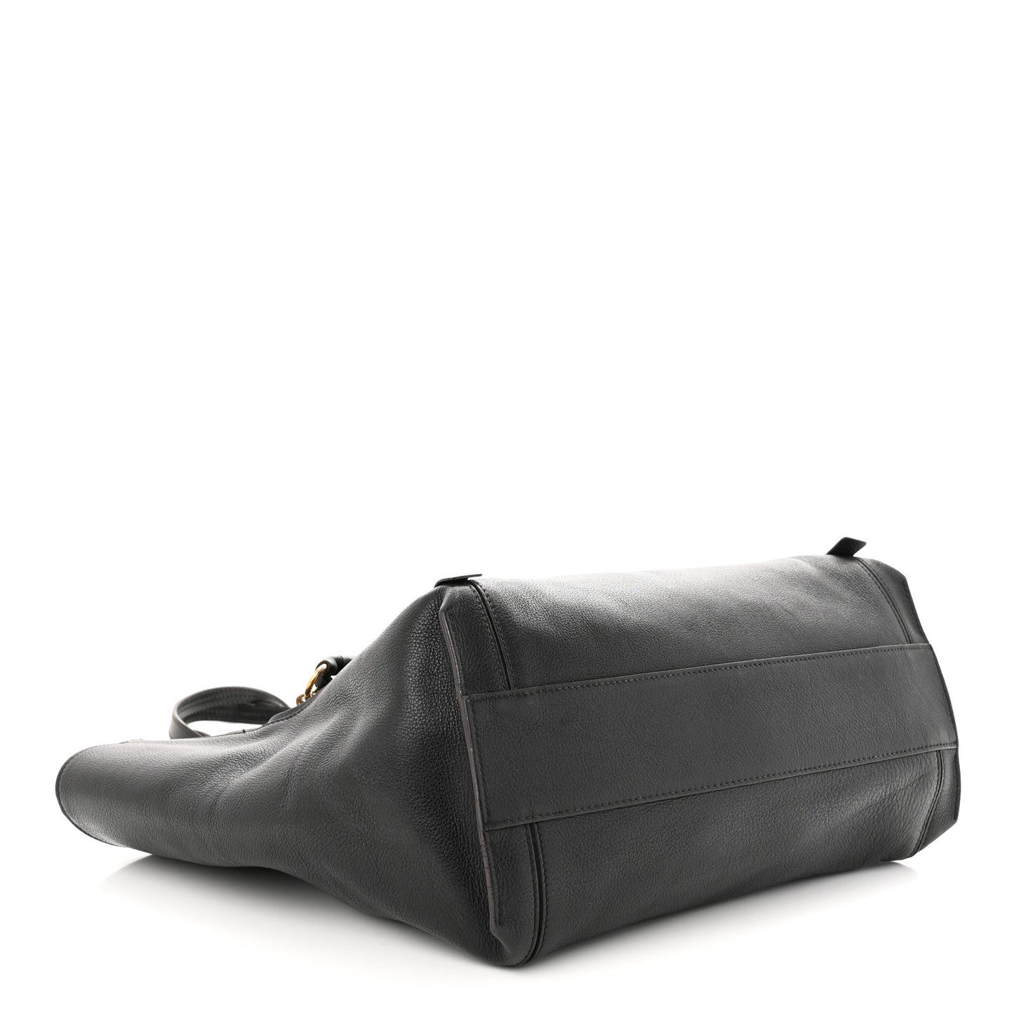 Smooth Calfskin Medium Milo Shopping Tote Black