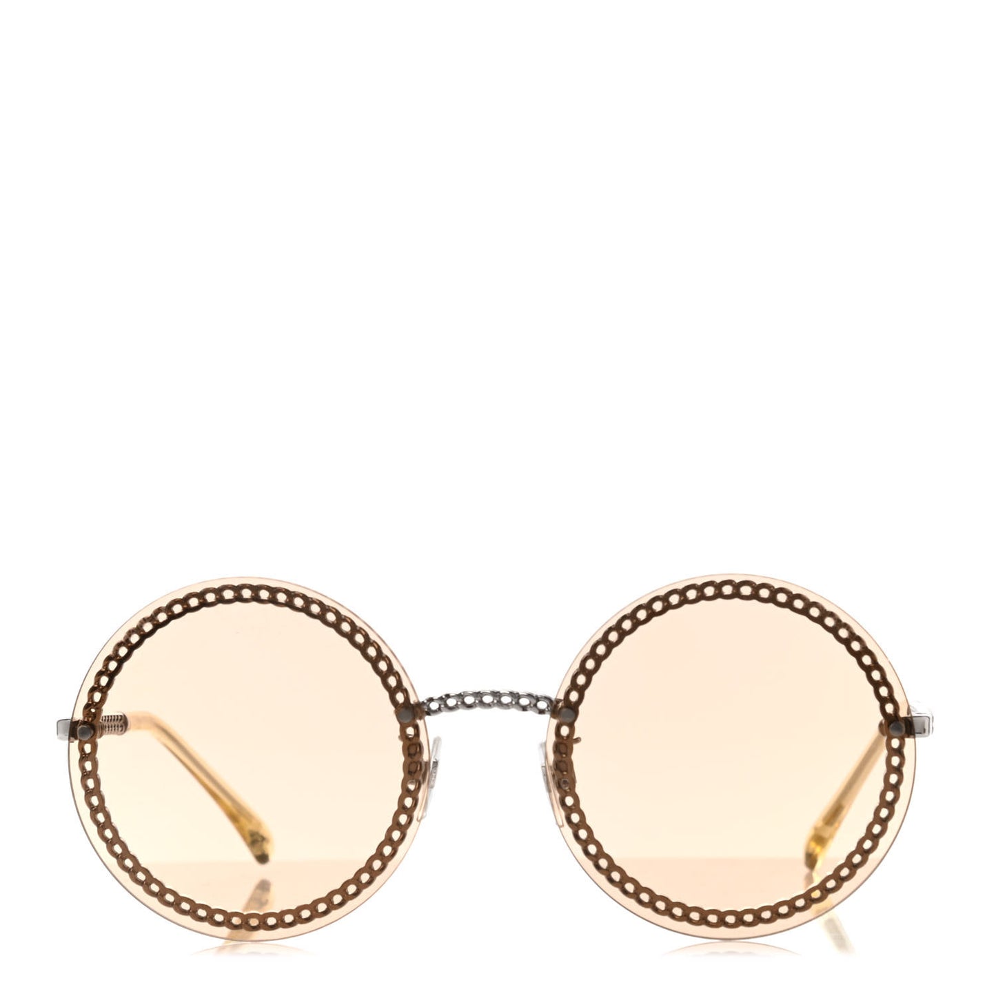 Round Removable Triple Hanging Chain Sunglasses 4245 Yellow