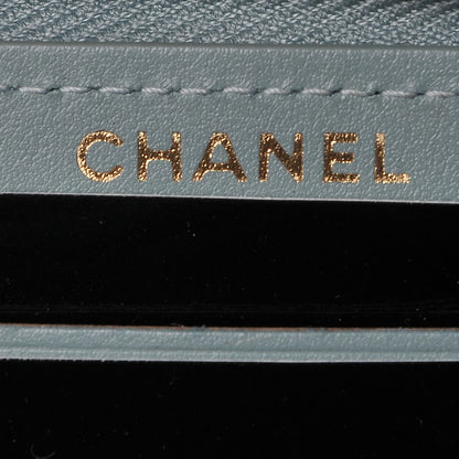 Chanel Iridescent Caviar Quilted Medium Zip Around Wallet Light Blue 5 of 9