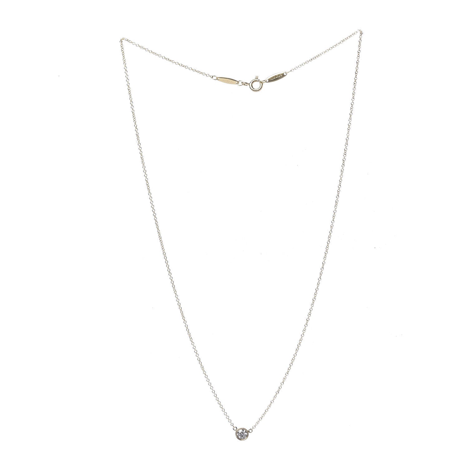 Tiffany 18K Yellow Gold Diamond .21ct Elsa Peretti Diamonds by the Yard Pendant Necklace 3 of 9