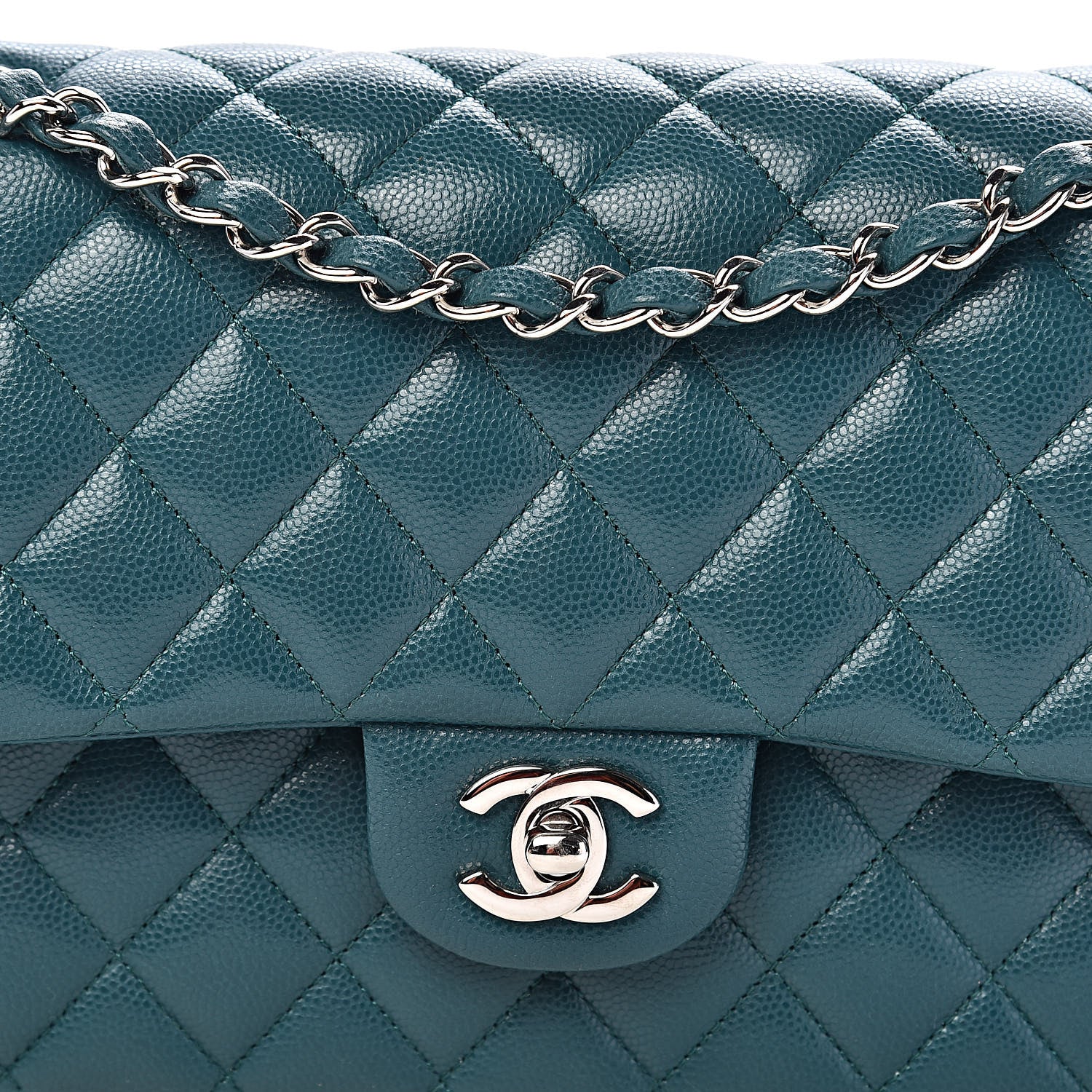 Chanel Caviar Quilted Medium Double Flap Dark Green 12 of 12