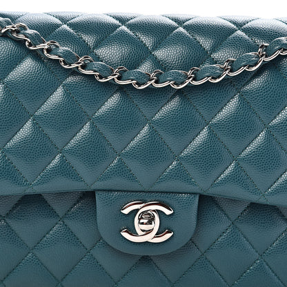 Chanel Caviar Quilted Medium Double Flap Dark Green 12 of 12