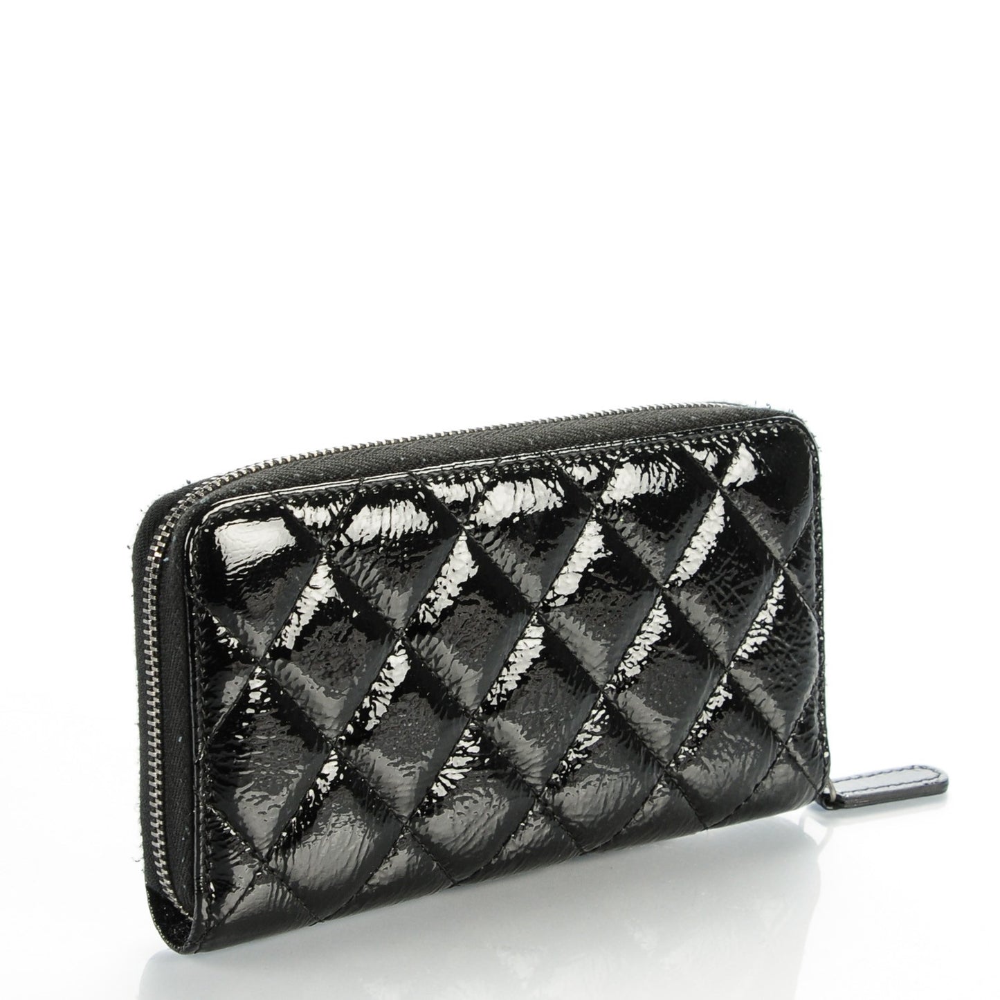 Patent Goatskin Paris Dallas Zip Around Wallet Black