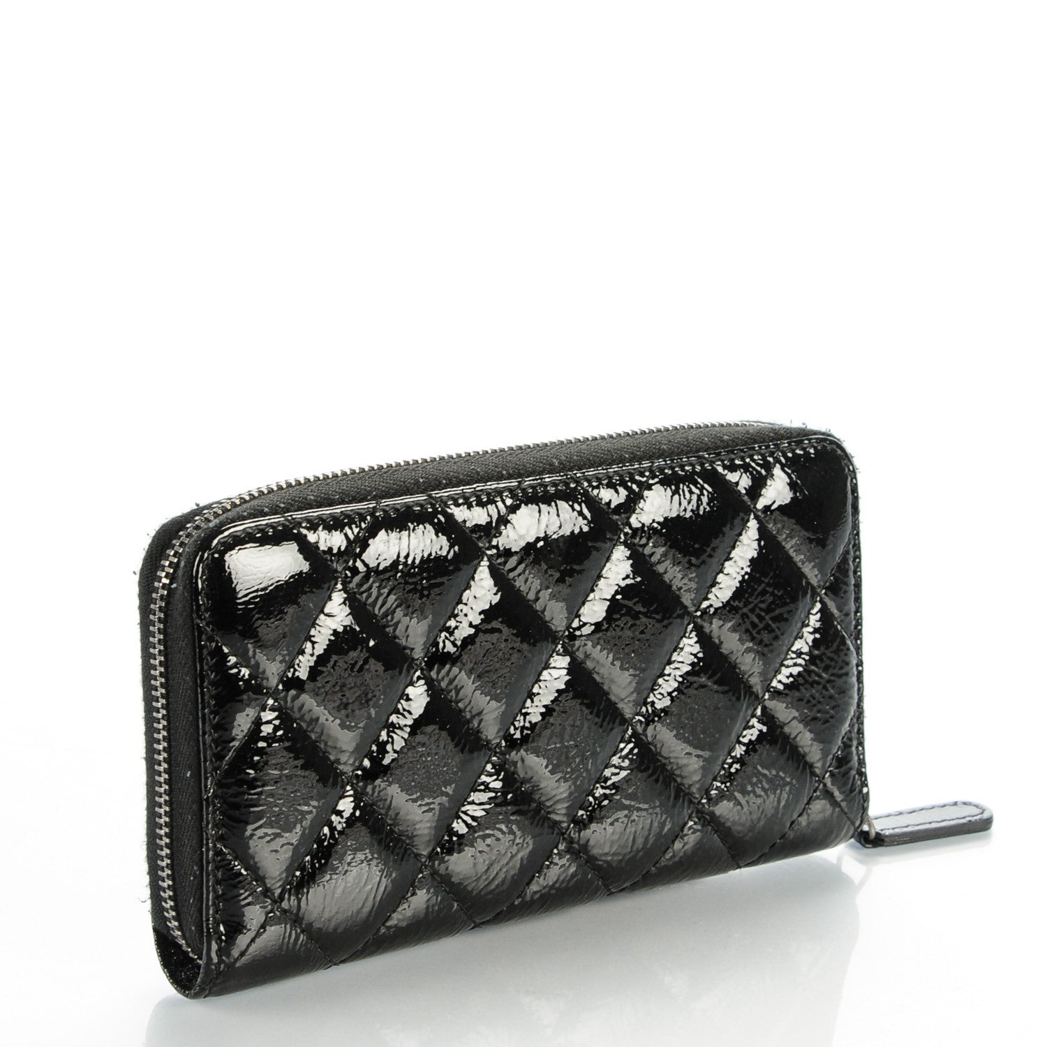 Chanel Patent Goatskin Paris Dallas Zip Around Wallet Black 3 of 8