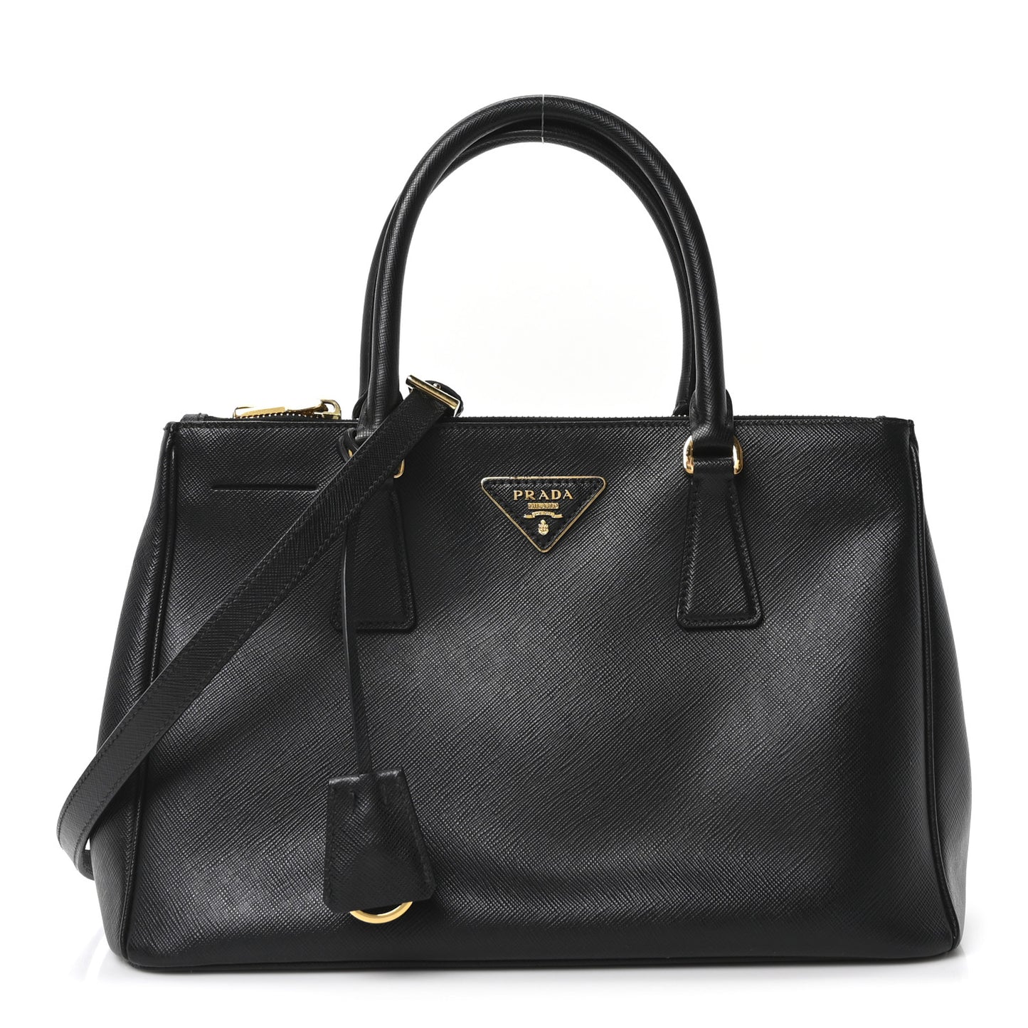 Saffiano Small Galleria Double Zip Tote Black