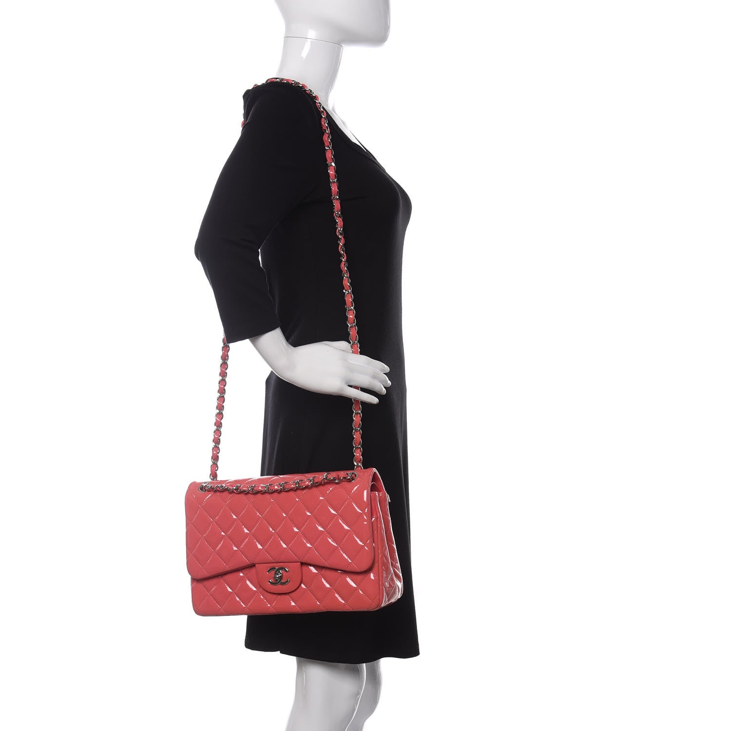 Chanel Patent Quilted Jumbo Double Flap Pink 2 of 12