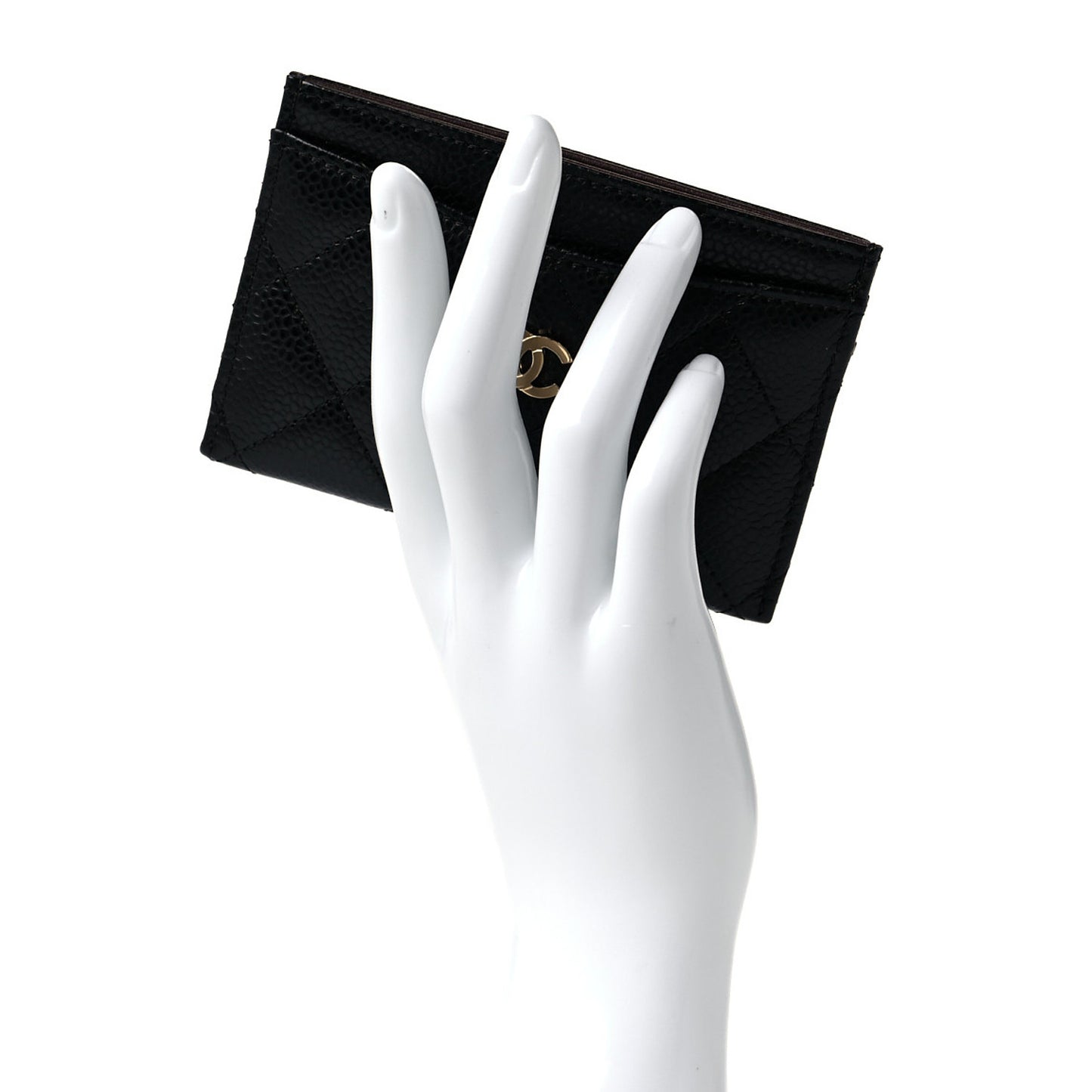 Caviar Quilted Card Holder Black