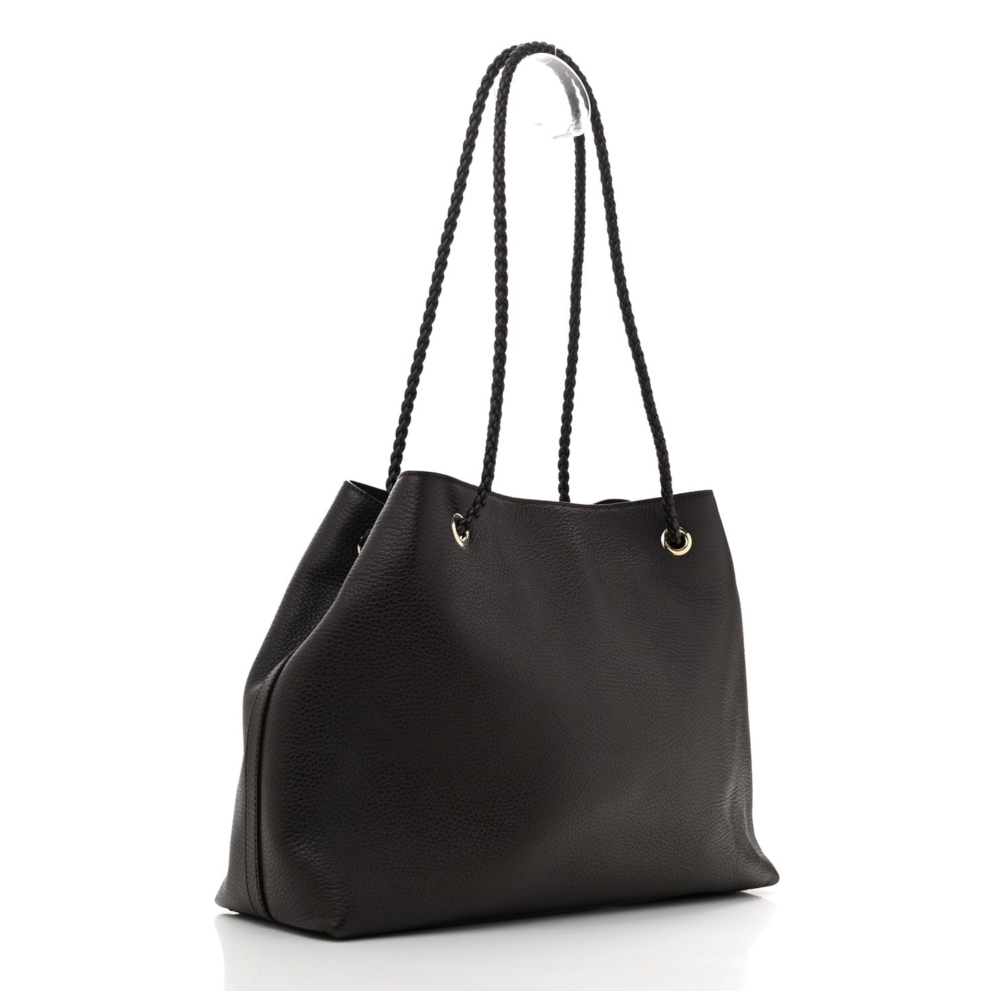 Calfskin Medium Braided Handle Gifford Tote Dark Brown