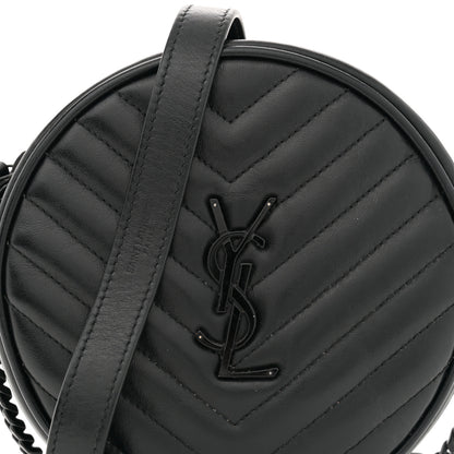 Saint Laurent Calfskin Matelasse Chevron Round Vinyle Camera Bag Black 8 of 12