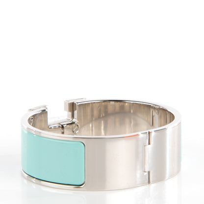 Hermes Enamel Wide Clic Clac H Bracelet PM Lagon Blanc 3 of 6