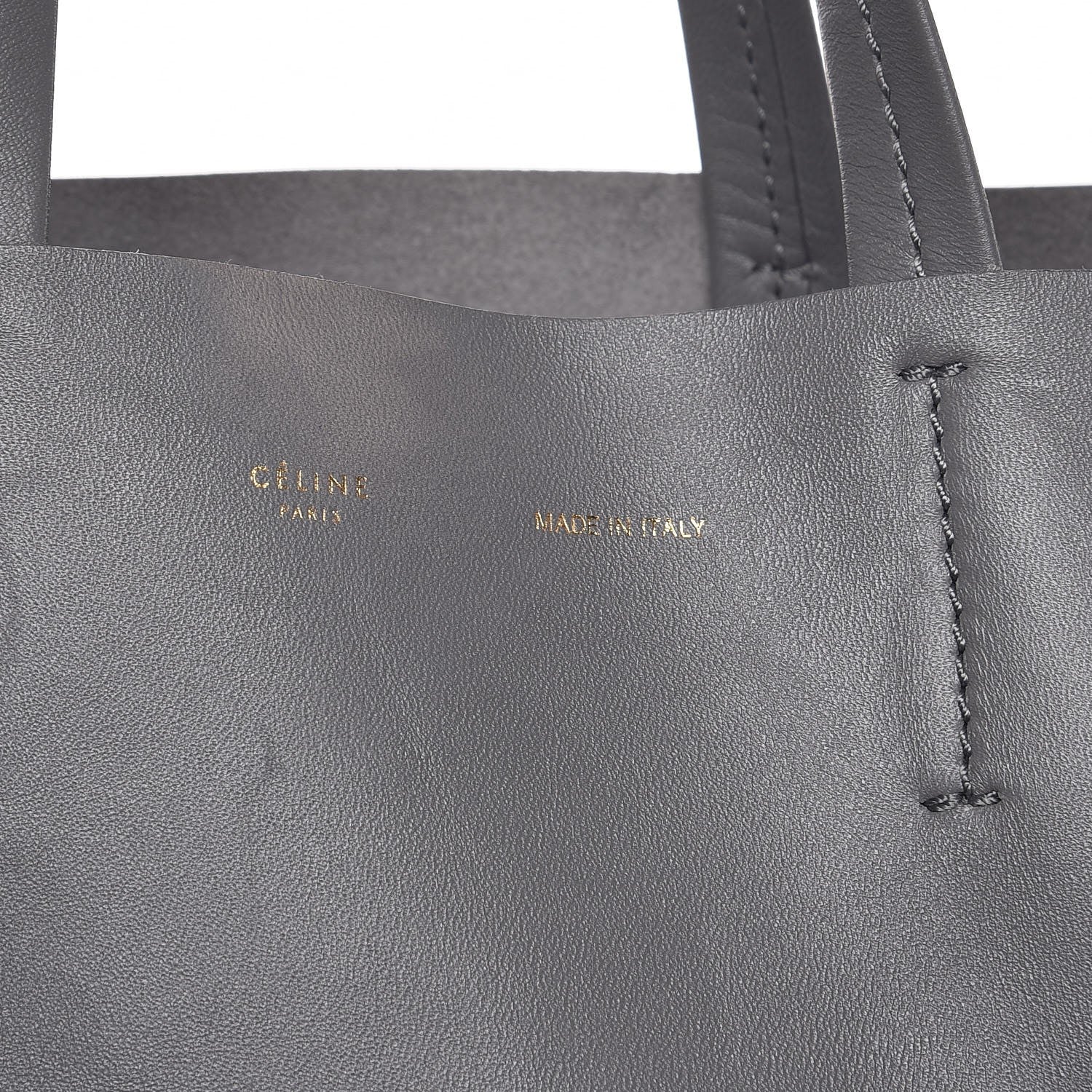 Celine Lambskin Vertical Bi-Cabas Grey Cognac 8 of 8