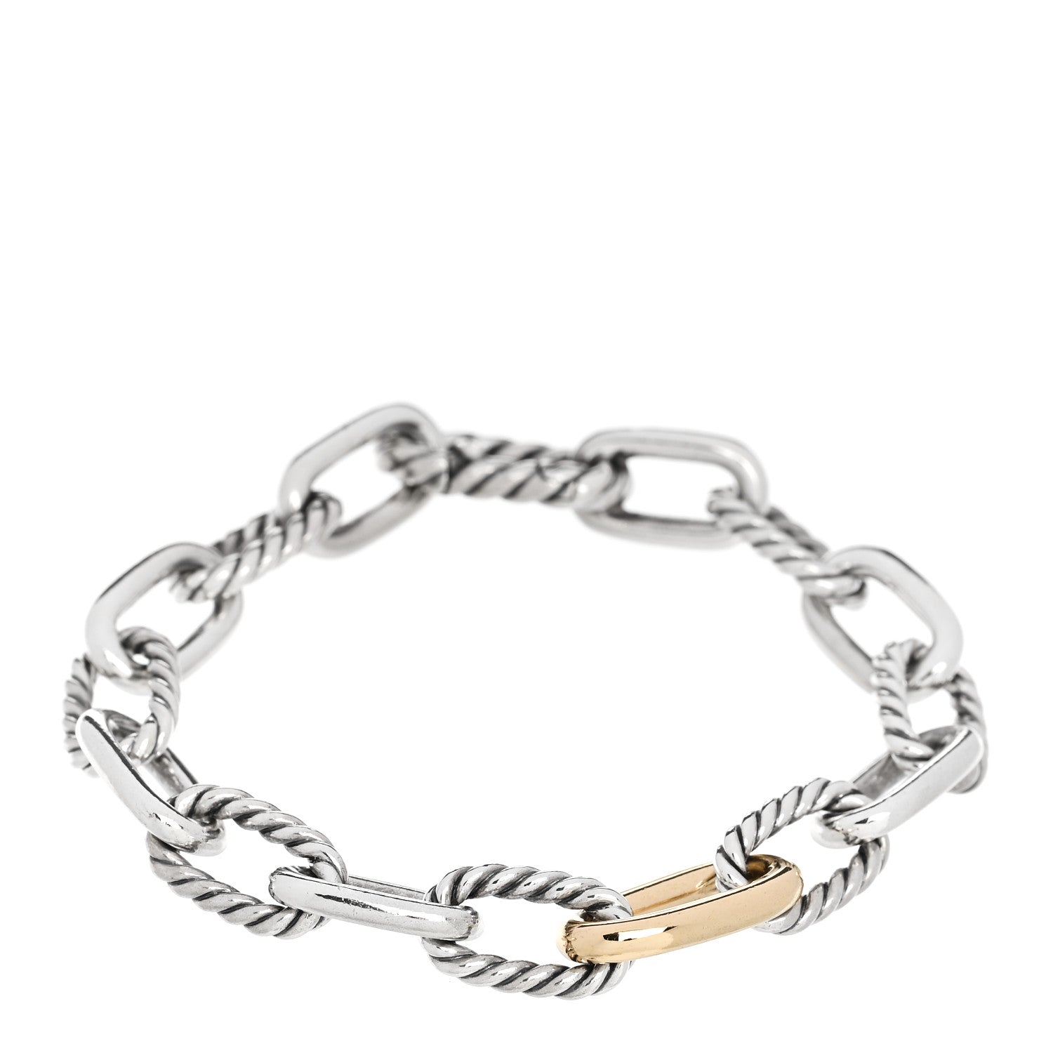 David Yurman Sterling Silver 18K Yellow Gold 8.5mm Madison Chain Bracelet 1 of 4